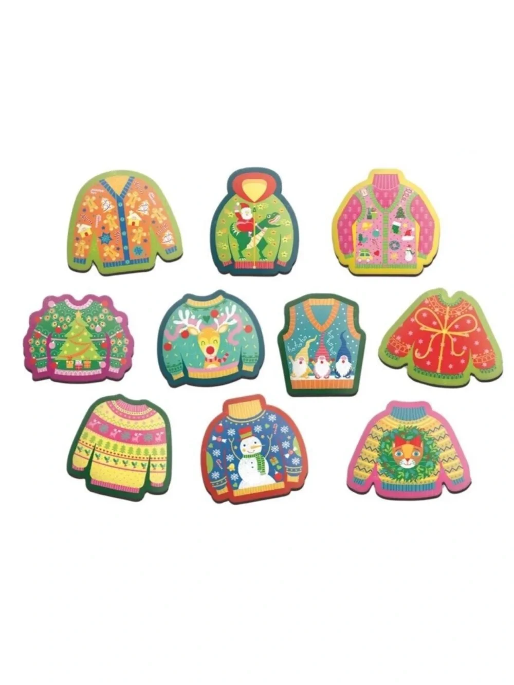 Ugly Sweater Xmas Refrigerator Magnets 10 Pc
